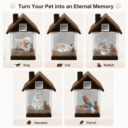 LuminaShadows hologram portrait display for cats, dogs, and rabbits — a personalized pet lover gift 