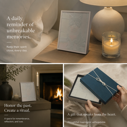 An elegant, securely packed premium gift box for the custom cat and dog memorial sculpture, creating a comforting and honorable unboxing experience as a pet bereavement gift.
