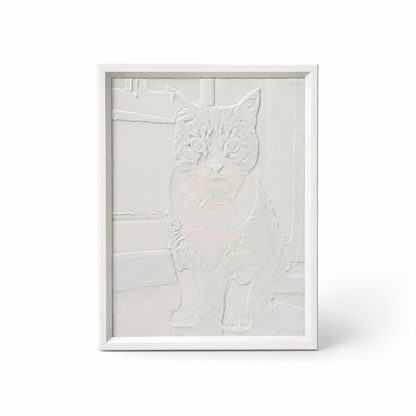 Unlit custom pet lithophane artwork showing soft white relief details