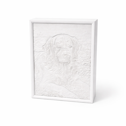 Clean slim-frame design for a custom glowing pet portrait